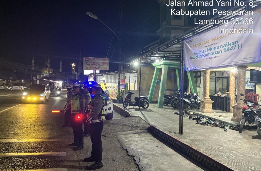 Jaga Kamtibmas di Bulan Ramadan, Satlantas Pesawaran Gelar Patroli Blue Light
